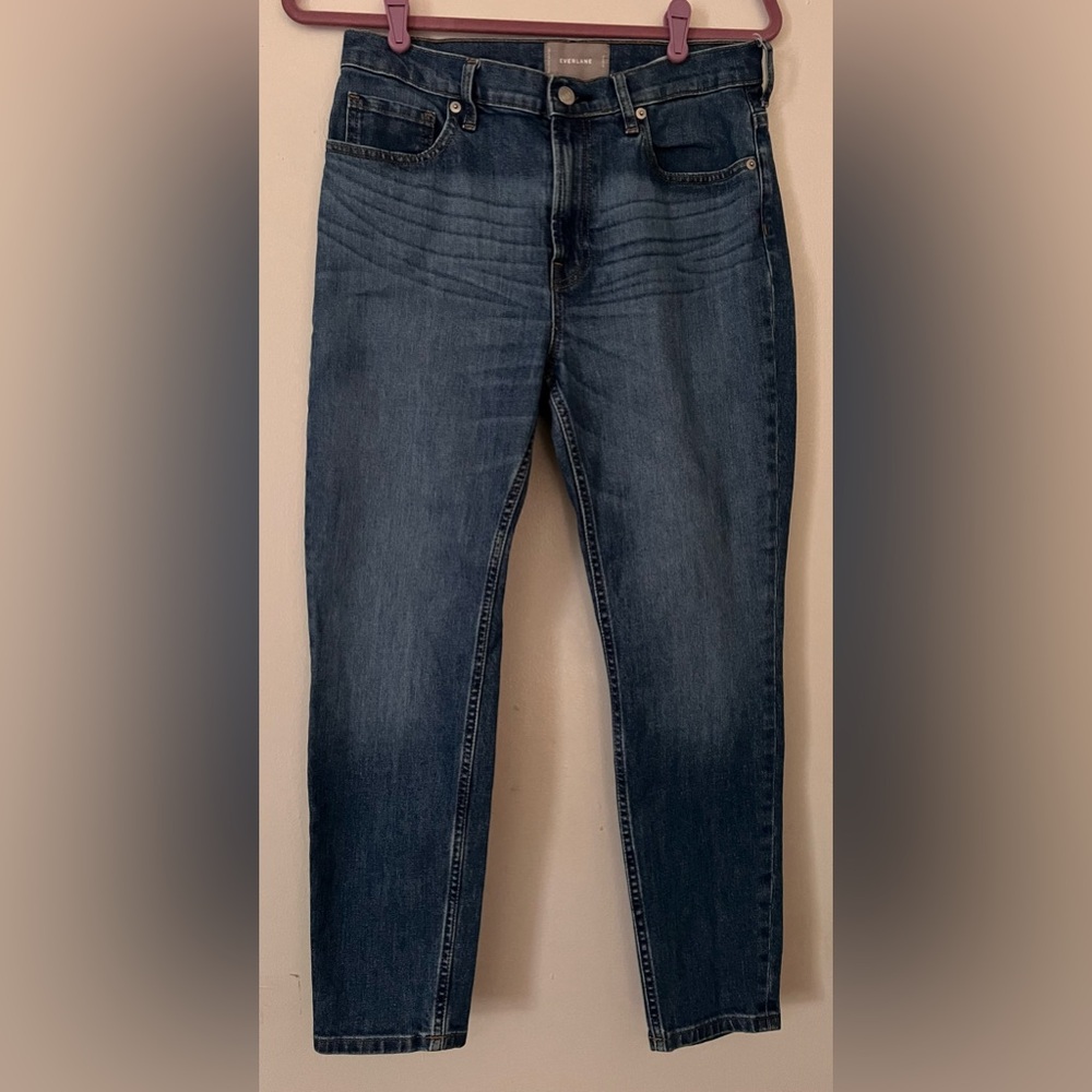 Everlane strait ankle, high rise blue jeans